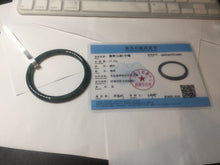 Load image into Gallery viewer, 57mm Certified Type A 100% Natural icy watery deep sea dark green/blue/gray/black slim round cut Guatemala Jadeite bangle AT114-2061