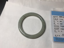 Load image into Gallery viewer, 55.5mm Certified type A 100% Natural  light green gray round cut Jadeite bangle PD43-9583