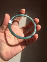 Load image into Gallery viewer, 59.3mm Certified Type A 100% Natural dark green/blue/gray Guatemala slim round cut Jadeite bangle BP191-2432