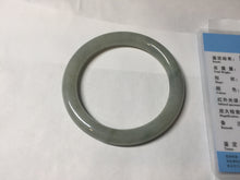 Load image into Gallery viewer, 55.5mm Certified type A 100% Natural  light green gray round cut Jadeite bangle PD43-9583