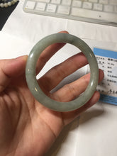 Load image into Gallery viewer, 55.5mm Certified type A 100% Natural  light green gray round cut Jadeite bangle PD43-9583