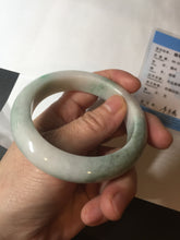 Load image into Gallery viewer, 54.5mm Certified 100% natural Type A sunny green/white chubby jadeite jade bangle BK96-0319