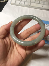 Load image into Gallery viewer, 55.5mm Certified type A 100% Natural  light green gray round cut Jadeite bangle PD43-9583