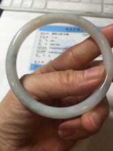 Load image into Gallery viewer, 56mm Certified Type A 100% Natural light green purple slim round cut Jadeite bangle PB175-9123