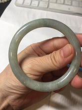Load image into Gallery viewer, 55.5mm Certified type A 100% Natural  light green gray round cut Jadeite bangle PD43-9583