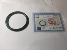 Load image into Gallery viewer, 54mm Certified Type A 100% Natural dark green/blue/gray with Guatemala slim round cut Jadeite bangle BG199-8829