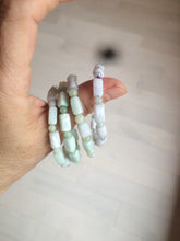 Load image into Gallery viewer, 100% natural type A icy green/purple jadeite jade beads bracelet AQ83