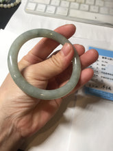 Load image into Gallery viewer, 55.5mm Certified type A 100% Natural  light green gray round cut Jadeite bangle PD43-9583