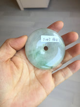 Load image into Gallery viewer, 56.6mm 100% Natural sunny green/purple/gray jadeite Jade big Safety Guardian Button(donut) Pendant/worry stone F143