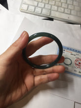 Load image into Gallery viewer, 54mm Certified Type A 100% Natural dark green/blue/gray with Guatemala slim round cut Jadeite bangle BG199-8829