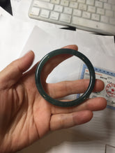 Load image into Gallery viewer, 54mm Certified Type A 100% Natural dark green/blue/gray with Guatemala slim round cut Jadeite bangle BG199-8829