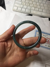 Load image into Gallery viewer, 54mm Certified Type A 100% Natural dark green/blue/gray with Guatemala slim round cut Jadeite bangle BG199-8829