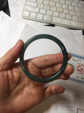 Load image into Gallery viewer, 54mm Certified Type A 100% Natural dark green/blue/gray with Guatemala slim round cut Jadeite bangle BG199-8829