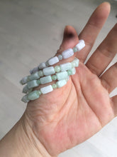 Load image into Gallery viewer, 100% natural type A icy green/purple jadeite jade beads bracelet AQ83