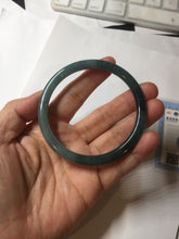 Load image into Gallery viewer, 58.5mm Certified Type A 100% Natural dark green/blue/gray with Guatemala slim flat round cut Jadeite bangle BG200-8830