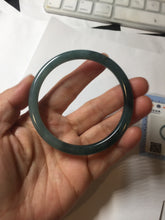 Load image into Gallery viewer, 58.5mm Certified Type A 100% Natural dark green/blue/gray with Guatemala slim flat round cut Jadeite bangle BG200-8830