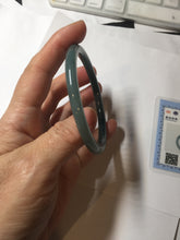 Load image into Gallery viewer, 58.5mm Certified Type A 100% Natural dark green/blue/gray with Guatemala slim flat round cut Jadeite bangle BG200-8830
