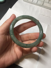 Load image into Gallery viewer, 54.5mm Certified type A 100% Natural dark green gray round cut Jadeite bangle PD44-9590