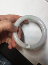 Load image into Gallery viewer, 60.5mm certified 100% natural light green/white/purple chubby round cut jadeite jade bangle BS39-8572