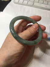 Load image into Gallery viewer, 54.5mm Certified type A 100% Natural dark green gray round cut Jadeite bangle PD44-9590