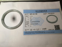 Load image into Gallery viewer, 56.8mm certified Type A 100% Natural green/white slim round cut Jadeite Jade bangle M84-0142