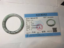 Load image into Gallery viewer, 55.2mm certified 100% natural Type A light green with green floating flowers round cut jadeite jade bangle BS109-2524