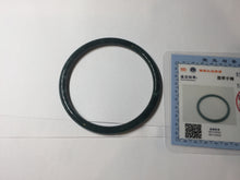 Load image into Gallery viewer, 59.5mm Certified Type A 100% Natural dark green/blue/gray with Guatemala slim round cut Jadeite bangle BG201-8853