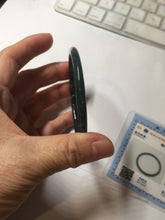 Load image into Gallery viewer, 59.5mm Certified Type A 100% Natural dark green/blue/gray with Guatemala slim round cut Jadeite bangle BG201-8853