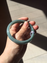 Load image into Gallery viewer, 60.9mm Certified Type A 100% Natural deep sea dark green/blue/gray/black Guatemala Jadeite bangle PB115-6428
