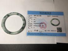 Load image into Gallery viewer, 57.9mm certified Type A 100% Natural light green with floating green flowers round cut Jadeite Jade bangle AU12-3021