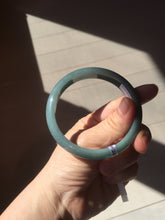 Load image into Gallery viewer, 60.9mm Certified Type A 100% Natural deep sea dark green/blue/gray/black Guatemala Jadeite bangle PB115-6428