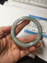 Load image into Gallery viewer, 55.2mm certified 100% natural Type A light green with green floating flowers round cut jadeite jade bangle BS109-2524