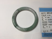 Load image into Gallery viewer, 55.3mm certified 100% natural Type A light green purple with green floating flowers round cut jadeite jade bangle BS110-2523