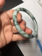 Load image into Gallery viewer, 57.9mm certified Type A 100% Natural light green with floating green flowers round cut Jadeite Jade bangle AU12-3021
