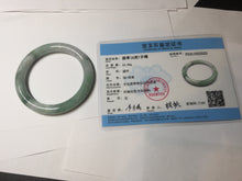 Load image into Gallery viewer, 55.3mm certified 100% natural Type A light green purple with green floating flowers round cut jadeite jade bangle BS110-2523
