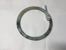 Load image into Gallery viewer, 55.6mm Certified Type A 100% Natural green/black/gray/purple with dark green floating flowers slim round cut Jadeite bangle PD46-5748