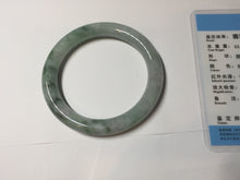 Load image into Gallery viewer, 55.3mm certified 100% natural Type A light green purple with green floating flowers round cut jadeite jade bangle BS110-2523
