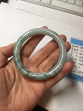 Load image into Gallery viewer, 55.3mm certified 100% natural Type A light green purple with green floating flowers round cut jadeite jade bangle BS110-2523