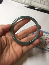 Load image into Gallery viewer, 59.5mm Certified Type A 100% Natural dark green/blue/gray with Guatemala slim round cut Jadeite bangle BG202-8832