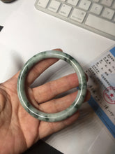 Load image into Gallery viewer, 57.9mm certified Type A 100% Natural light green with floating green flowers round cut Jadeite Jade bangle AU12-3021