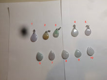 Load image into Gallery viewer, 100% natural icy watery green/white/purple type A jadeite jade water drop pendant necklace group A122