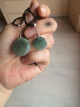 Load image into Gallery viewer, 100% natural icy watery dark green/gray jadeite jade safe and sound couple pendant pair BG4