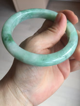 Load image into Gallery viewer, 60.5mm certified type A 100% Natural sunny green/white Jadeite Jade bangle B115-8218