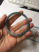 Load image into Gallery viewer, 59.5mm Certified Type A 100% Natural dark green/blue/gray with Guatemala slim round cut Jadeite bangle BG202-8832