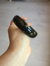 Load image into Gallery viewer, 63.9mm 100% Natural dark green/black meteorite Stellar Night sky nephrite bangle HT121-1020