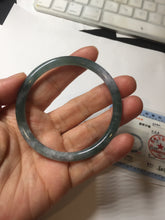 Load image into Gallery viewer, 59.5mm Certified Type A 100% Natural dark green/blue/gray with Guatemala slim round cut Jadeite bangle BG202-8832