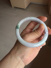 Load image into Gallery viewer, 57.5mm certified Type A 100% Natural light purple green floating flowers Jadeite Jade bangle AU13-1258