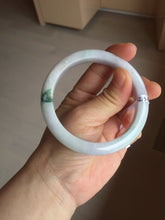 Load image into Gallery viewer, 57.5mm certified Type A 100% Natural light purple green floating flowers Jadeite Jade bangle AU13-1258