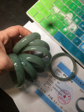 Load image into Gallery viewer, 51.6mm certified Type A 100% Natural oily dark green  thin style Jadeite jade bangle M87-2820