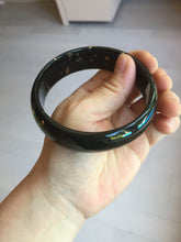 Load image into Gallery viewer, 63.9mm 100% Natural dark green/black meteorite Stellar Night sky nephrite bangle HT121-1020
